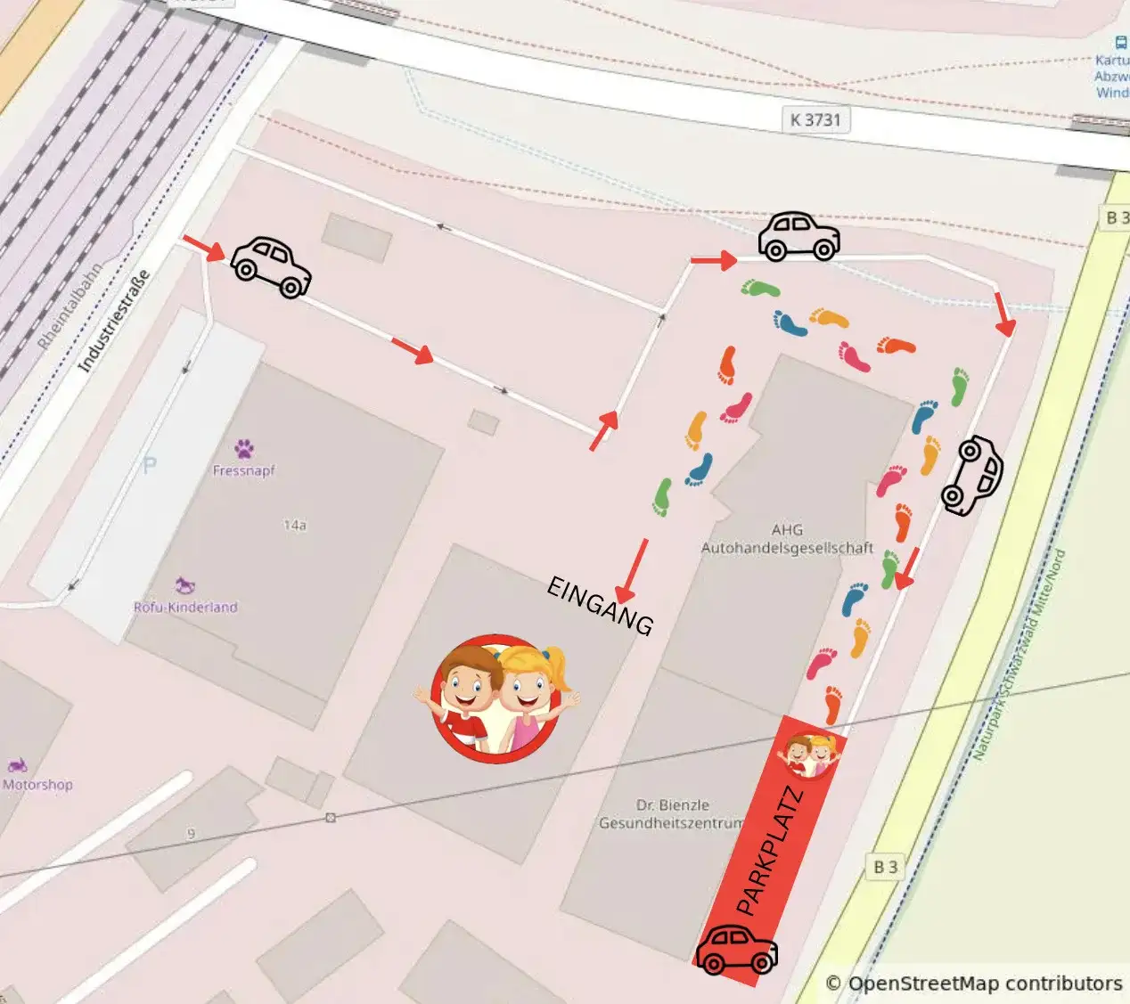 Wegbeschreibung Parkplätze Piratenland